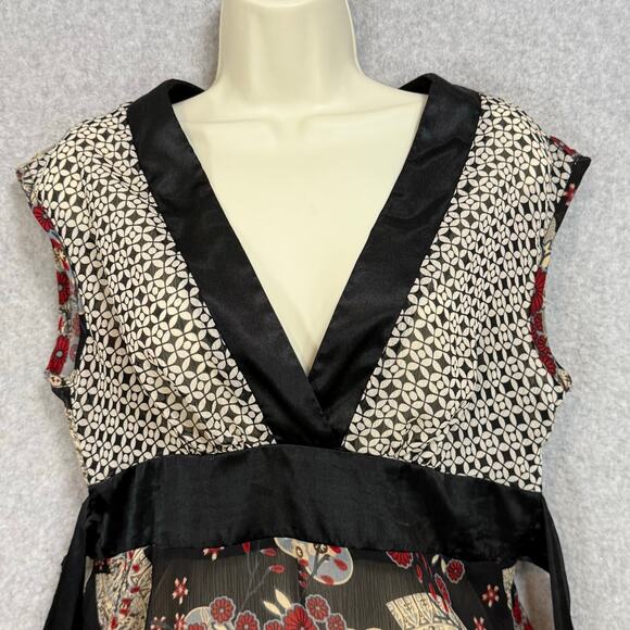 Vtg Speechless Babydoll Sheer Blouse Size L Satin Tie Back Y2K Asian Inspired - Picture 3 of 16